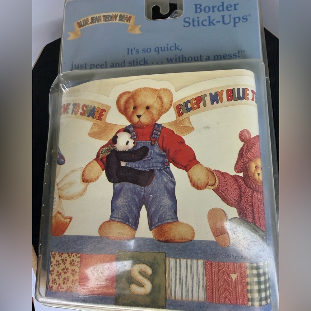 Blue Jean Teddy Bear Border Stick-Ups